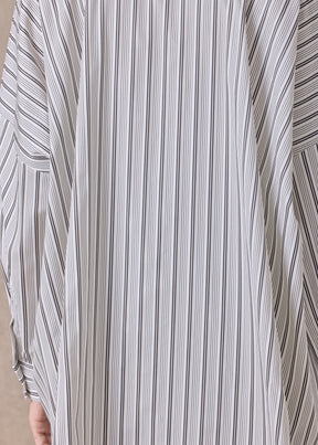 cotton wide longer back shirt with collar - long