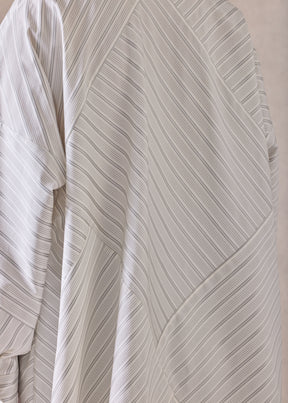 cotton wide a-line shirt with collar - long (patchwork)