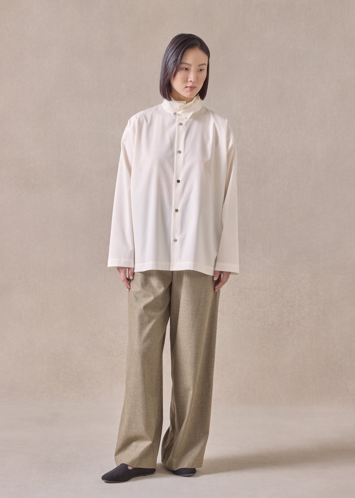 cotton side panelled two collar shirt - mid plus