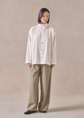 cotton side panelled two collar shirt - mid plus