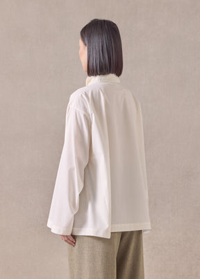 cotton side panelled two collar shirt - mid plus
