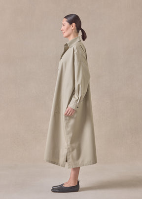 cotton wide a-line shirt dress with collar