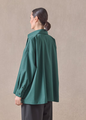 cotton angle to front side seam shirt with collar - long