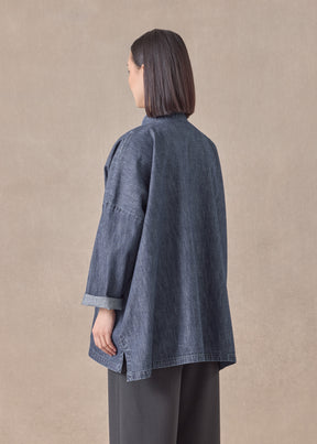 cotton wide longer back mandarin jacket - long