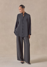 silk chinese imperial shirt with chinese collar - long