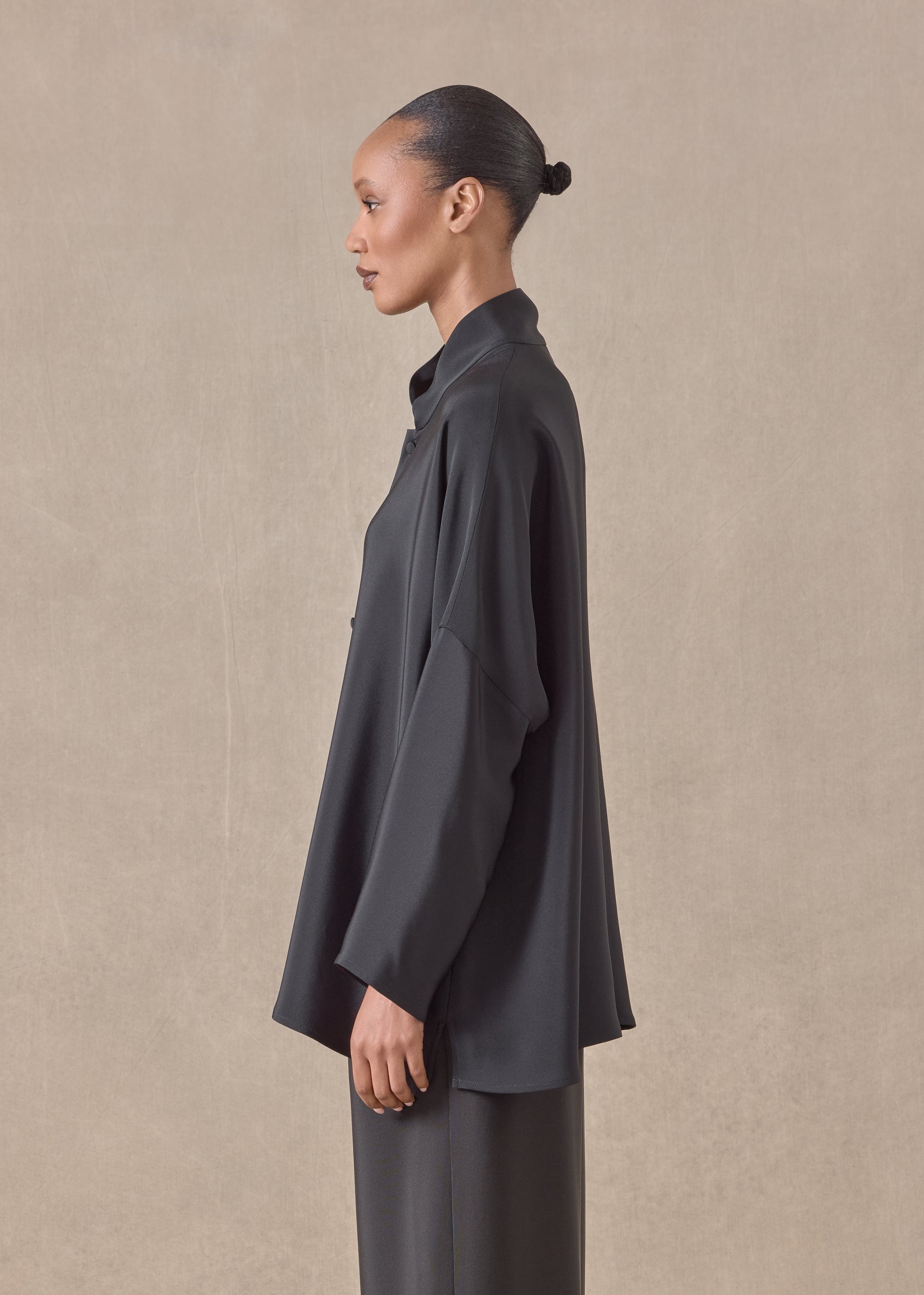 silk chinese imperial shirt with chinese collar - long