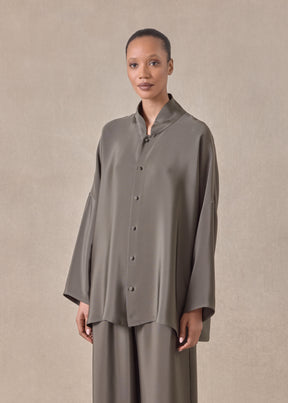 silk chinese imperial shirt with chinese collar - long