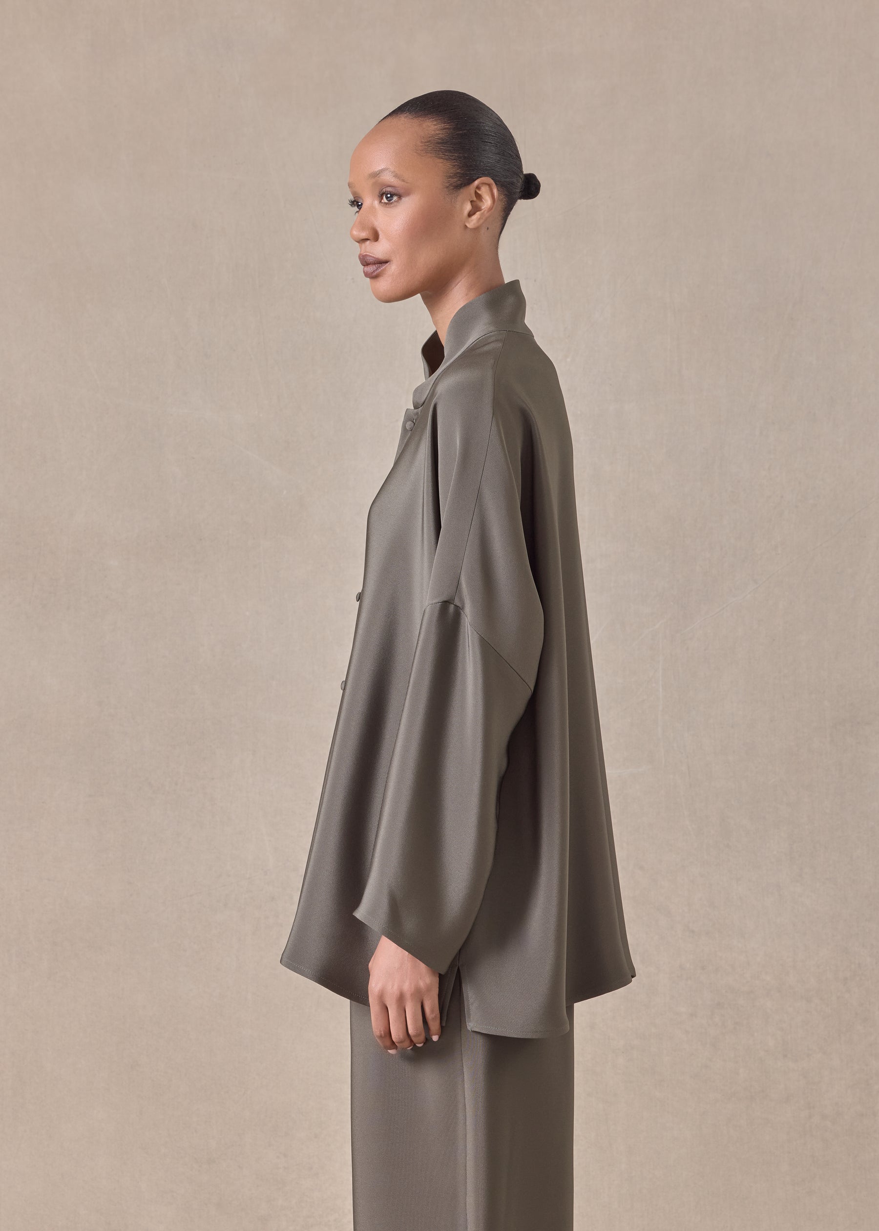 silk chinese imperial shirt with chinese collar - long