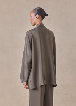silk chinese imperial shirt with chinese collar - long