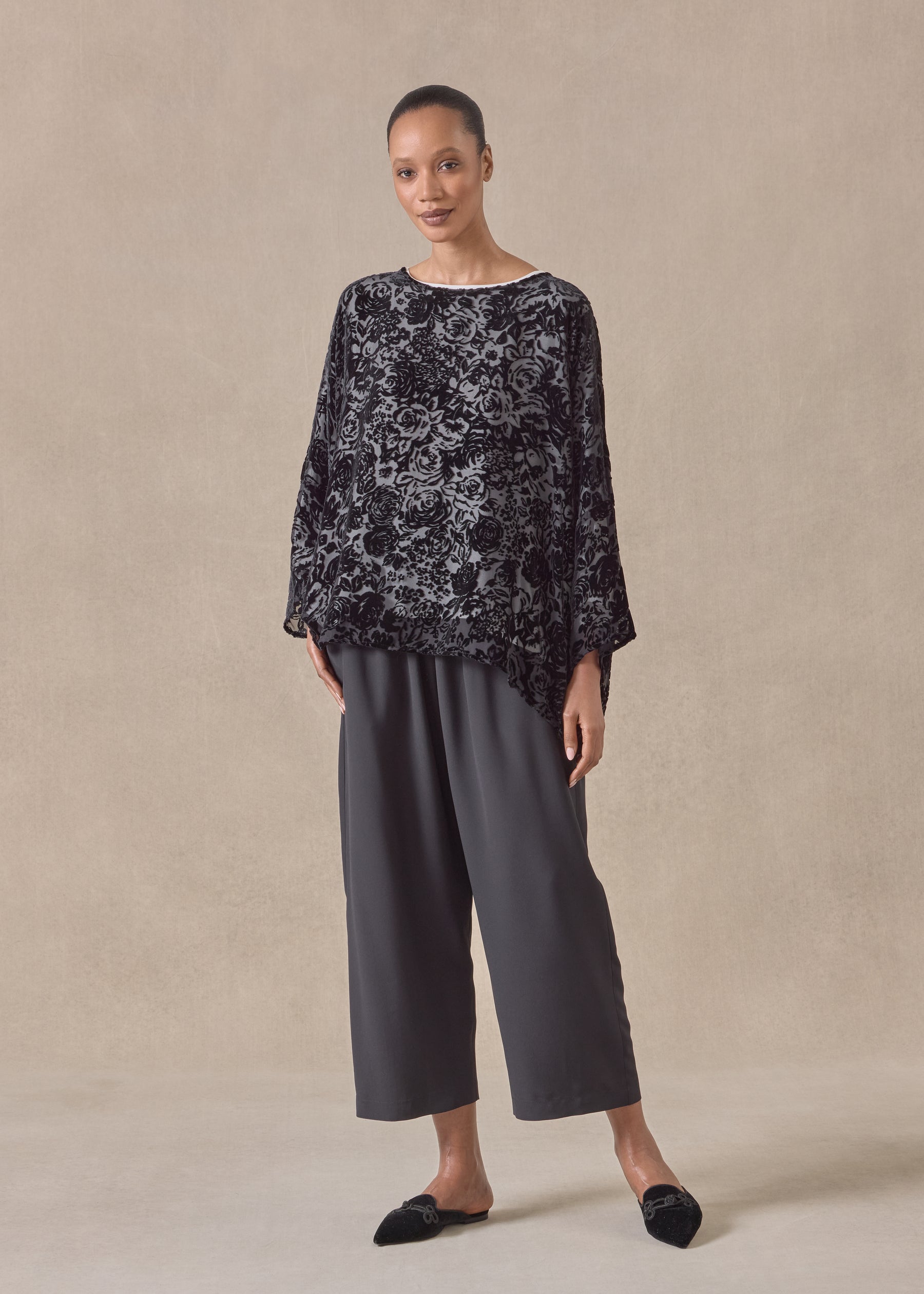 silk mix boat neck top - mid