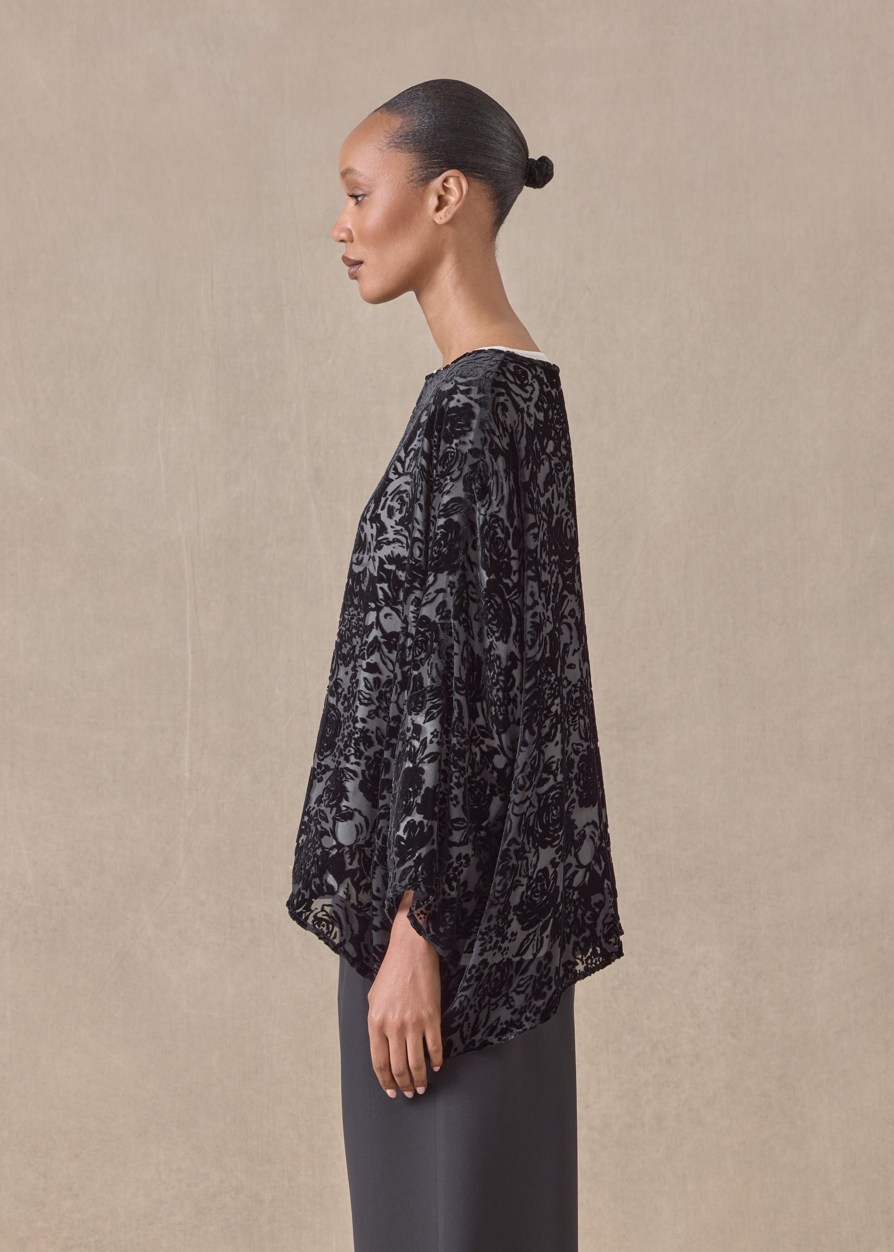 silk mix boat neck top - mid
