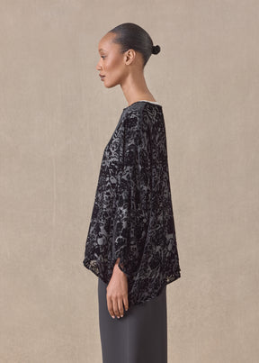 silk mix boat neck top - mid