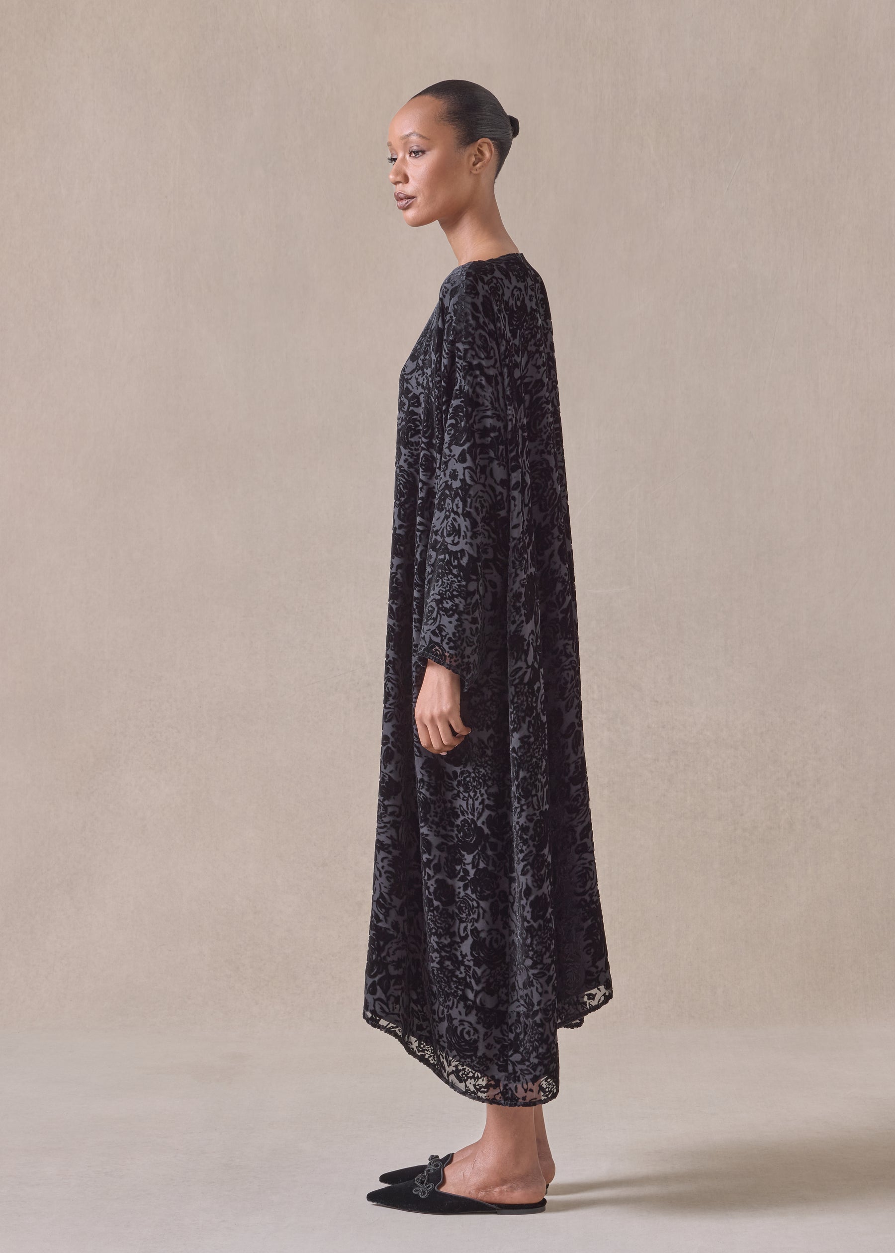 silk mix wide a-line boat neck dress