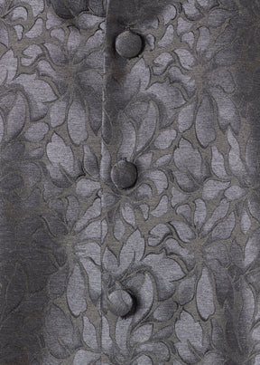 silk wide a-line jacket with chinese collar - long