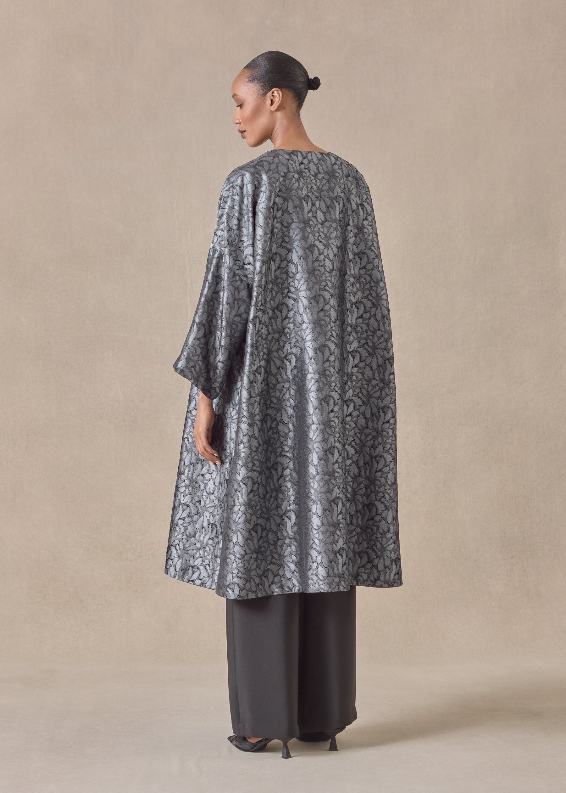 silk round neck chinese coat - 3/4 length (reversible)