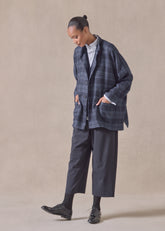 alpaca wool mix wide mandarin jacket - long