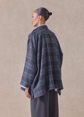 alpaca wool mix wide mandarin jacket - long