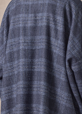 alpaca wool mix wide mandarin jacket - long