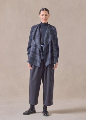 alpaca wool mix a-line drape front waistcoat - mid plus