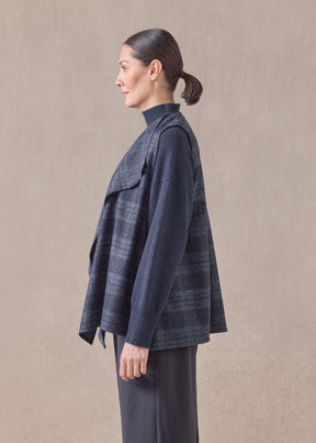 alpaca wool mix a-line drape front waistcoat - mid plus