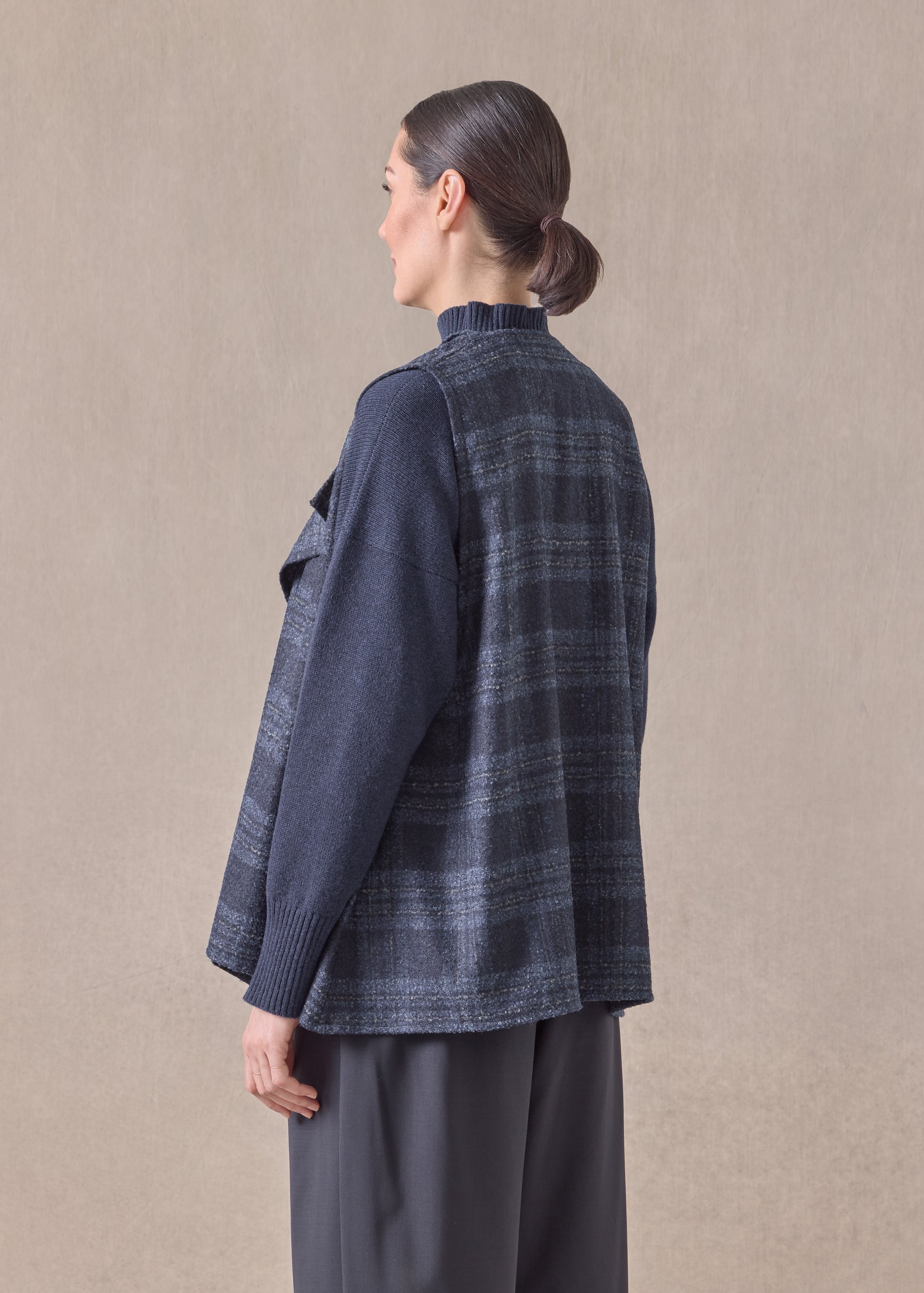 alpaca wool mix a-line drape front waistcoat - mid plus