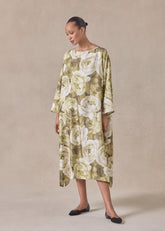 silk wide a-line scoop neck dress
