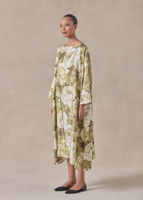 silk wide a-line scoop neck dress