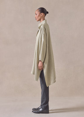 silk wide longer back double stand collar shirt - very long with slits
