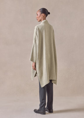 silk wide longer back double stand collar shirt - very long with slits