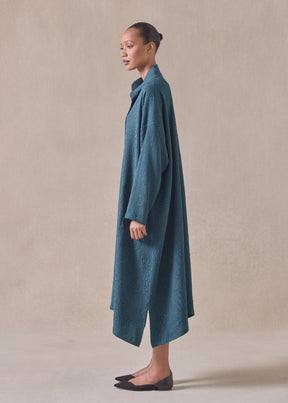 silk wide a-line double stand collar shirt dress