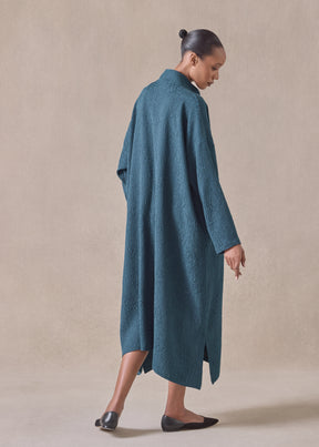 silk wide a-line double stand collar shirt dress