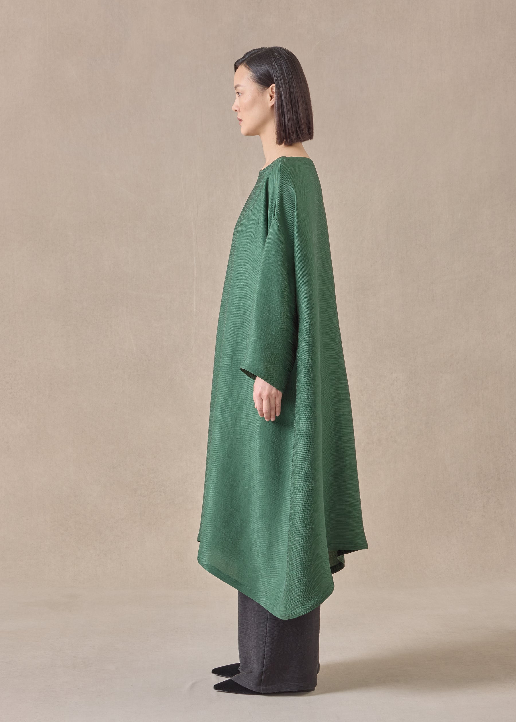 silk wide a-line scoop neck dress