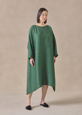 silk wide a-line scoop neck dress