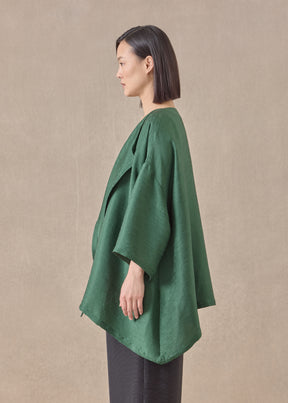 silk wide a-line jacket coat - mid plus