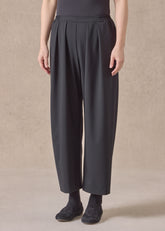 wool cropped flat front pleated trouser