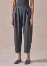 wool cropped flat front pleated trouser