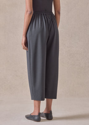 wool cropped flat front pleated trouser