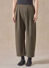 wool cropped flat front pleated trouser