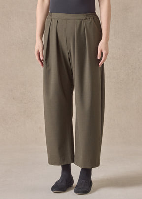 wool cropped flat front pleated trouser