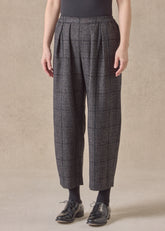 cashmere silk wool mix cropped flat front pleated trouser