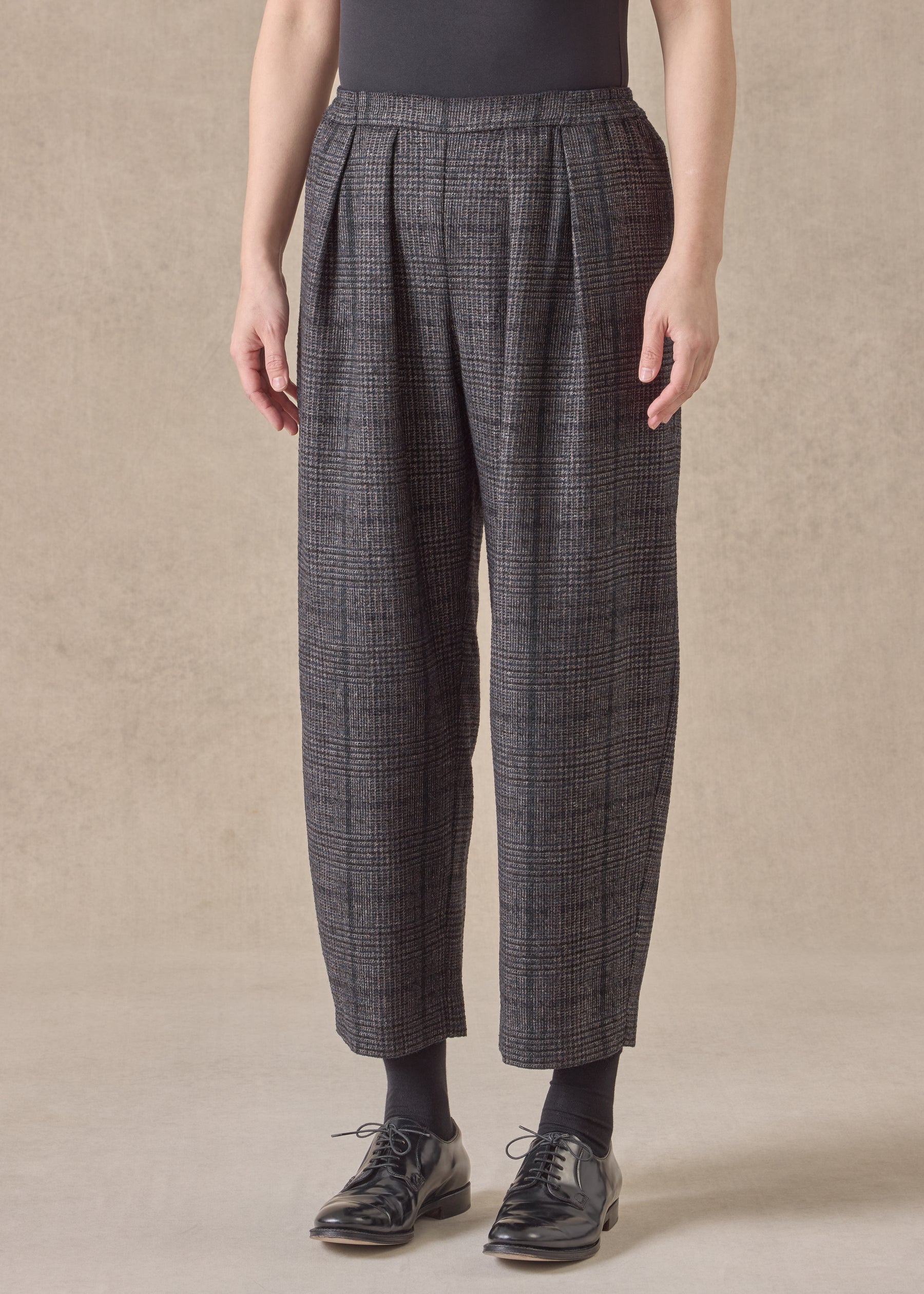 cashmere silk wool mix cropped flat front pleated trouser