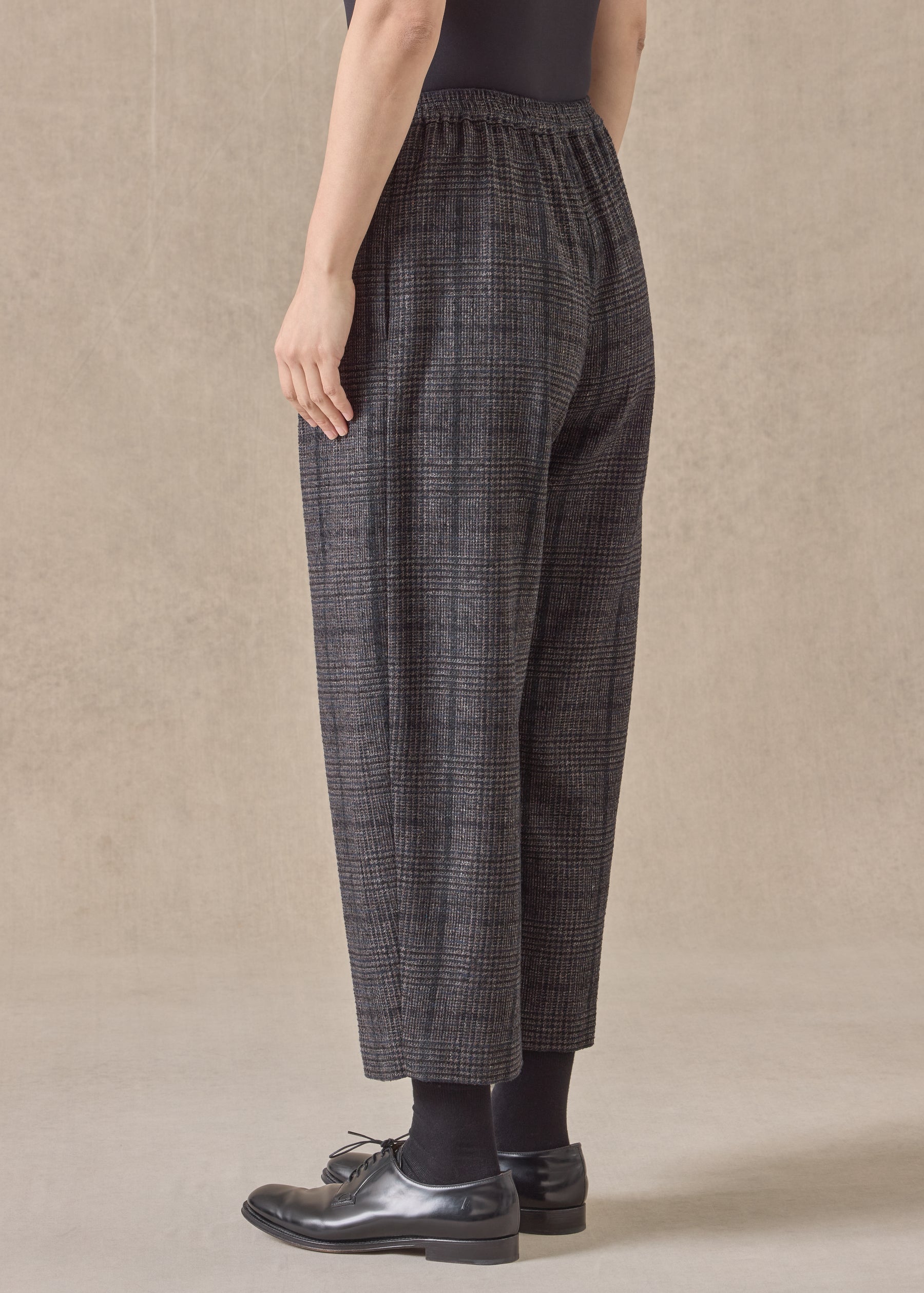cashmere silk wool mix cropped flat front pleated trouser