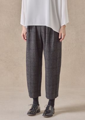 cashmere silk wool mix cropped flat front pleated trouser