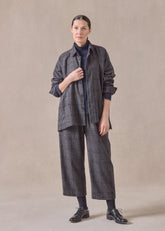 cashmere silk wool mix wide a-line shirt jacket with collar - mid plus