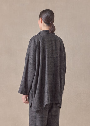 cashmere silk wool mix wide longer back mandarin jacket - long