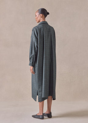 cashmere silk wool mix wide a-line shirt dress with collar