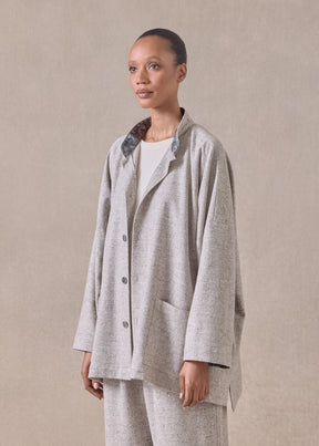 wool wide longer back mandarin jacket- long