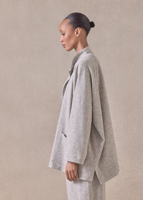 wool wide longer back mandarin jacket- long
