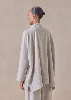 wool wide longer back mandarin jacket- long