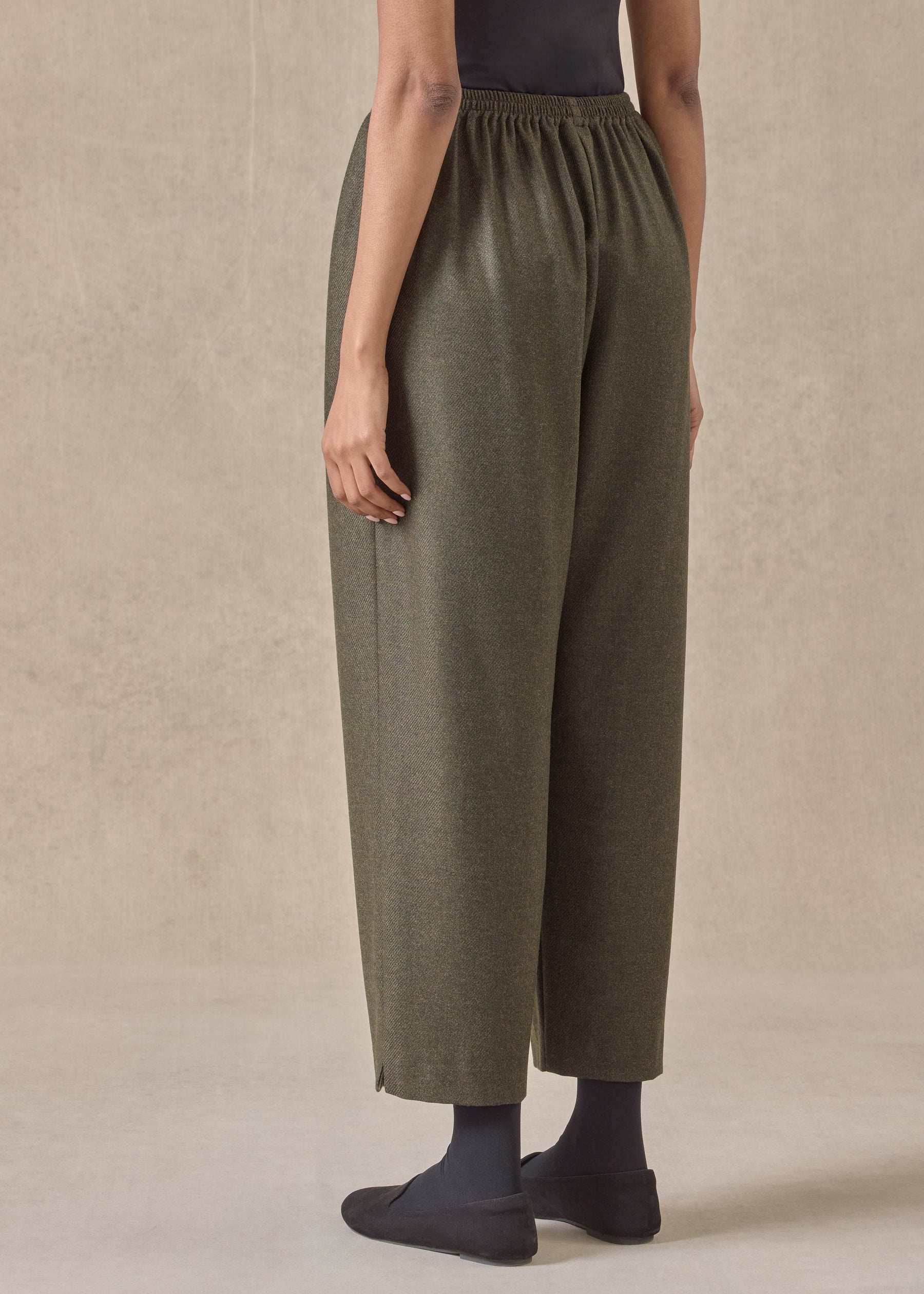 silk superfine wool mix longer japanese trouser with ankle slits